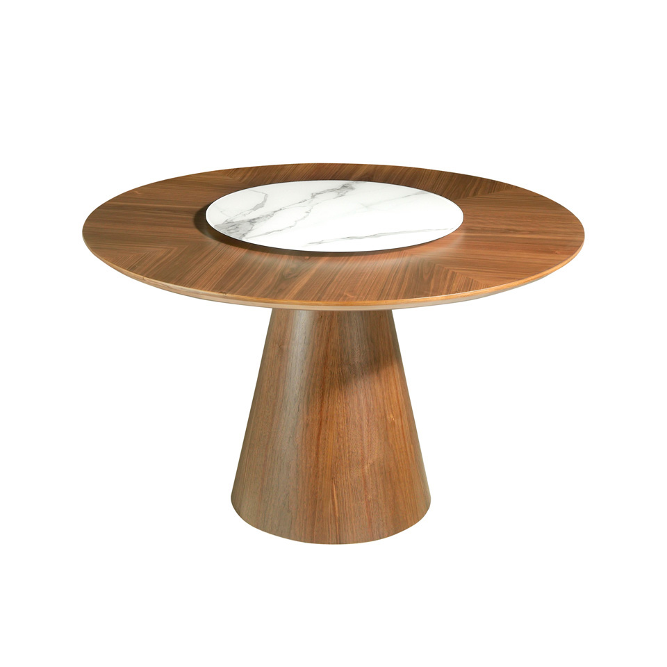 Обеденный стол круглый деревянный с мраморным Lazy Susan 135 см BRT1702-2 от Angel Cerda ANGEL CERDA  289045 Коричневый  - Вид №1