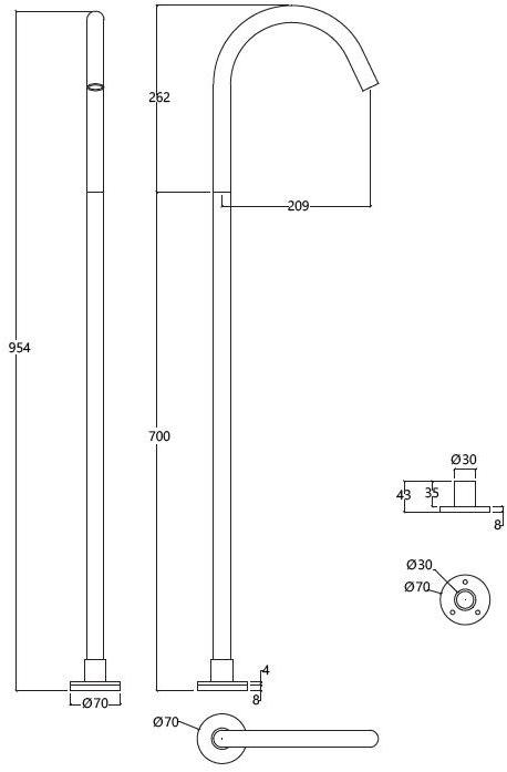 Water Evolution Излив из хромированной латуни для ванны Flow sun-id-1412149 - Вид №2