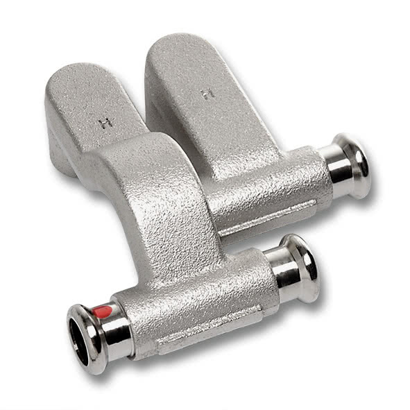 1245901512 SANHA 24590 подключение к радиатору для скрытой прокладки под плинтусом, медный сплав никелированный 15x1/2x15 мм  - Вид №1