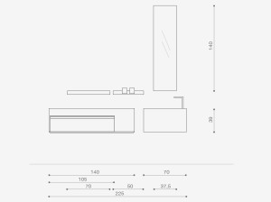 Подвесной шкаф для умывальника с выдвижными ящиками
