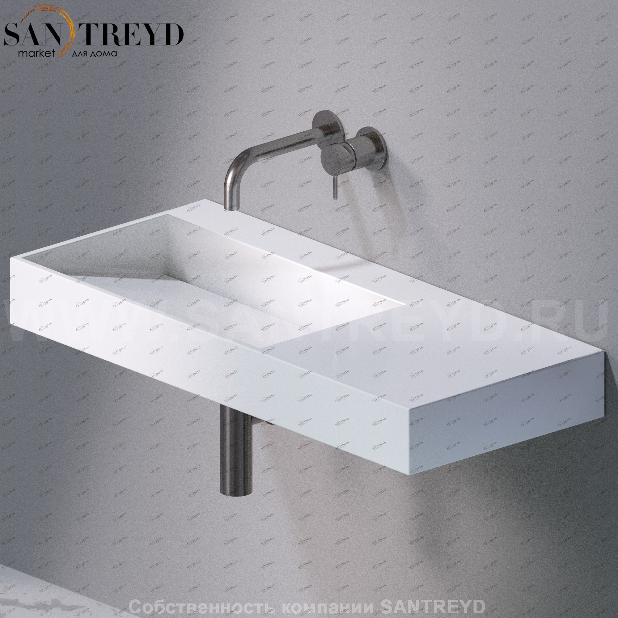 L013T1RPV4.100 Подвесная раковина настенная прямоугольная A. e T. Italia P35 белая AeT ITALIA