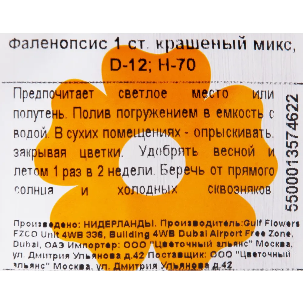 Орхидея Фаленопсис микс окрашенный 1 стебель ø12 h70 см 82611595 STLM-2063406 Santreyd  - Вид №2