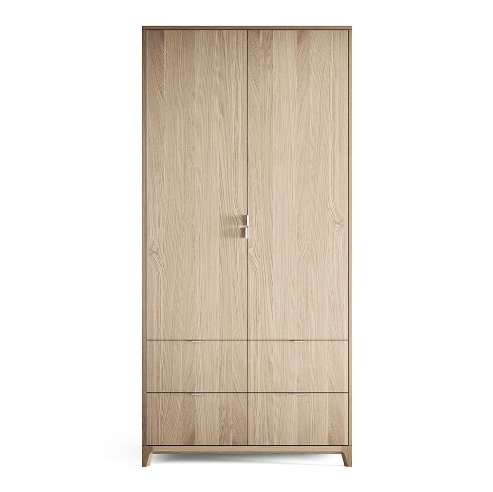 Шкаф двухдверный с ящиками осветленный дуб Case №4 THE IDEA  210399 Бежевый  - Вид №1