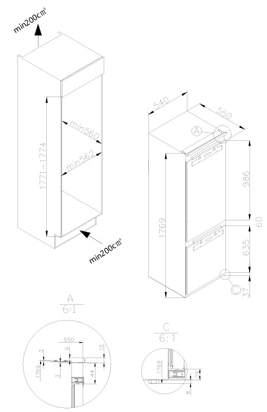 9175426 Встраиваемый холодильник ZUGEL ZRI1760FNF STDN-0037032 - Вид №46