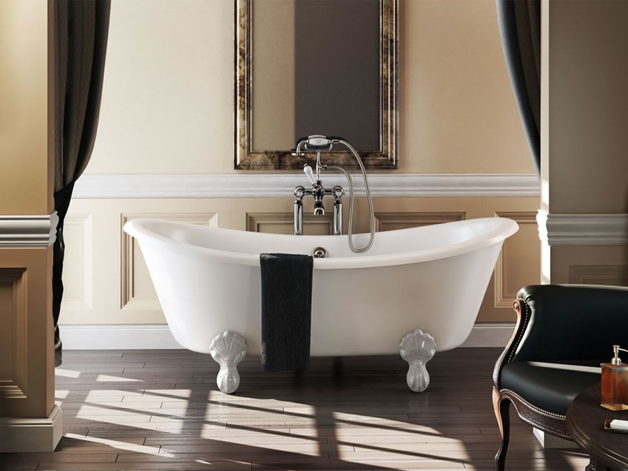Burlington Двухсторонняя ванна Bateau с роскошными ножками с ножками Luxury Claw в белом цвете T10F L1W  - Вид №10