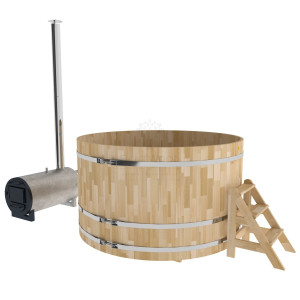 2118 Фурако из кедра D=2.1 с наружной печкой. Высота 1,2м. Исполнение "Сращенная". Alyarus