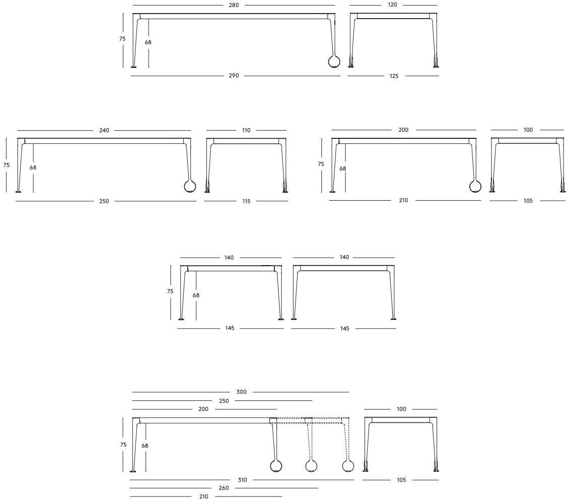 Magis Раздвижной алюминиевый стол на колесиках sun-id-1497101 - Вид №4