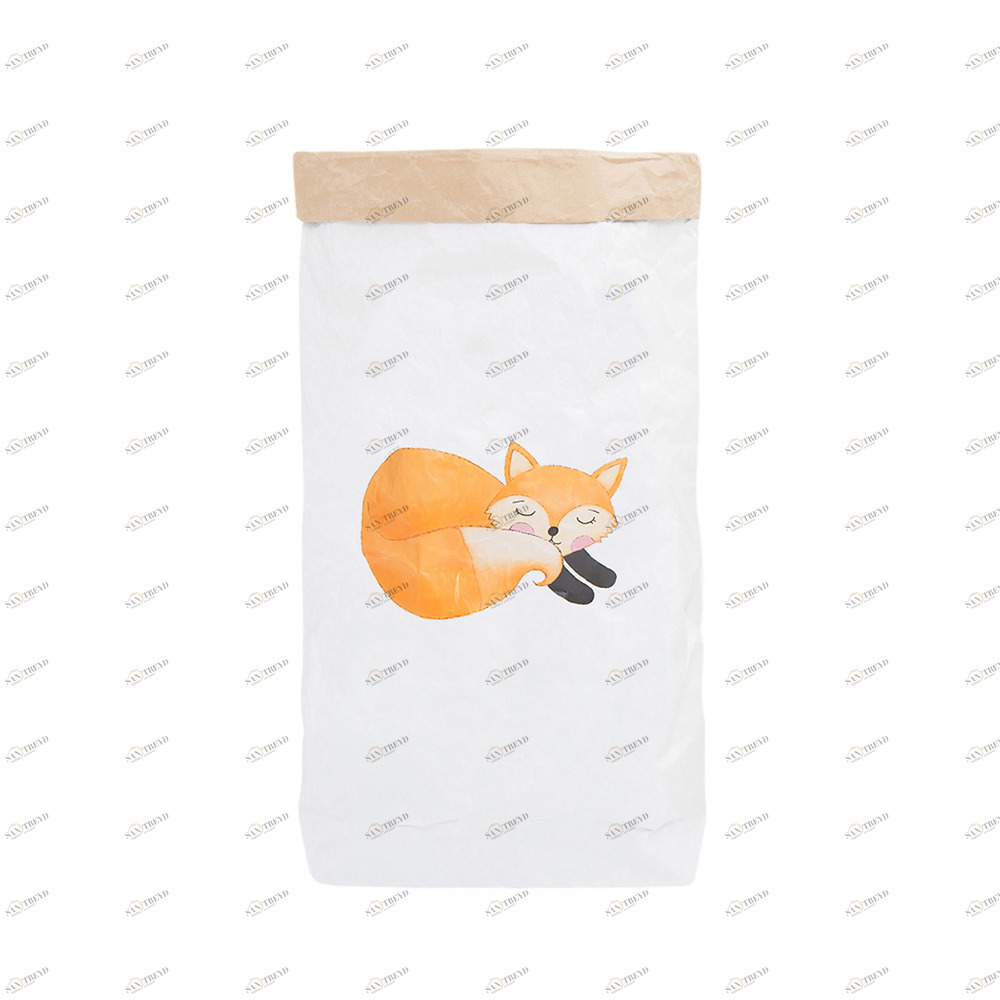 Эко-мешок для игрушек "Спящий лисенок" из крафт бумаги VAMVIGVAM  282017 Белый;бежевый Santreyd 