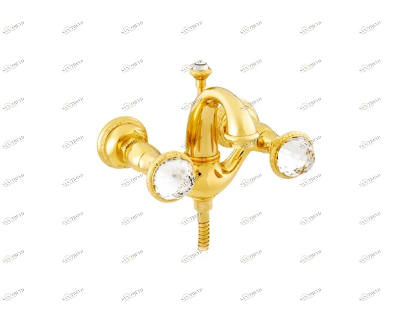 041218.000.00 Душевой набор для ванны с кристаллами сваровски Золото 24К Mestre Austral