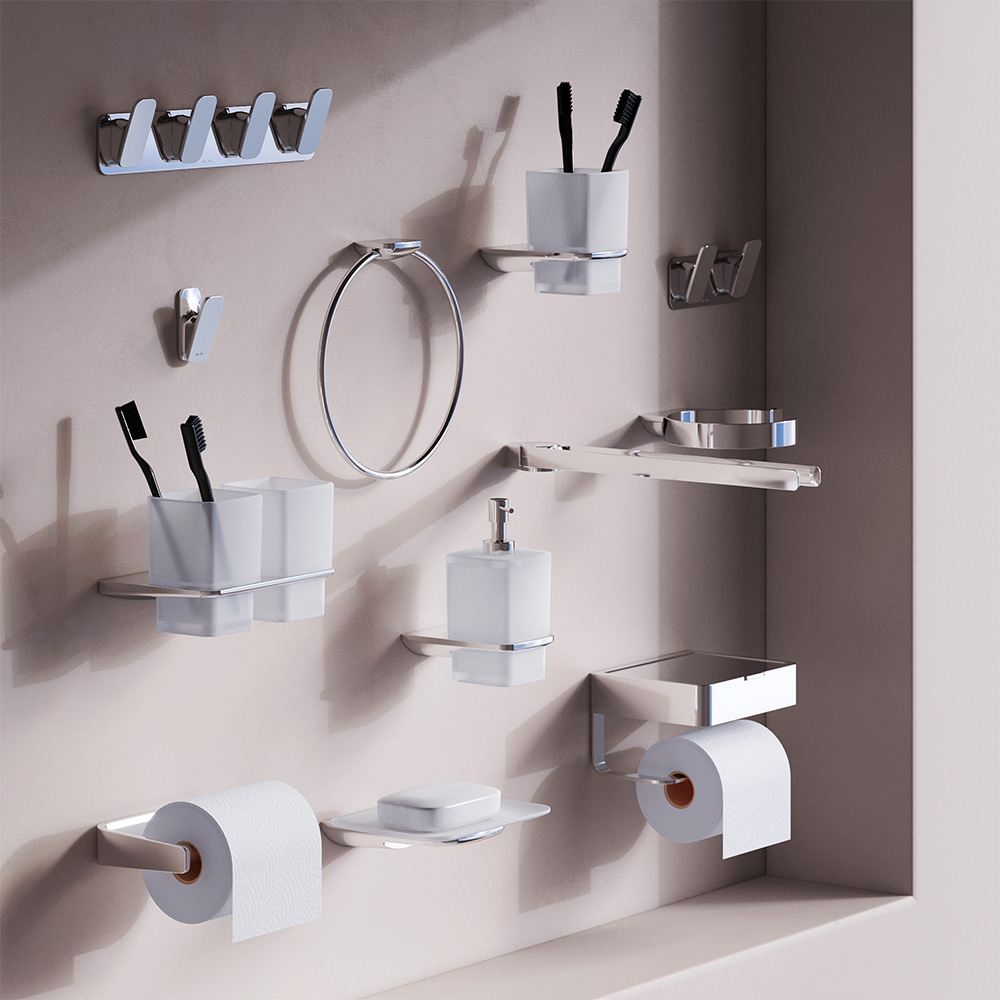 A50A343400 Двойной стеклянный стакан с настенным держателем хром шт AM.PM Inspire 2.0  - Вид №1