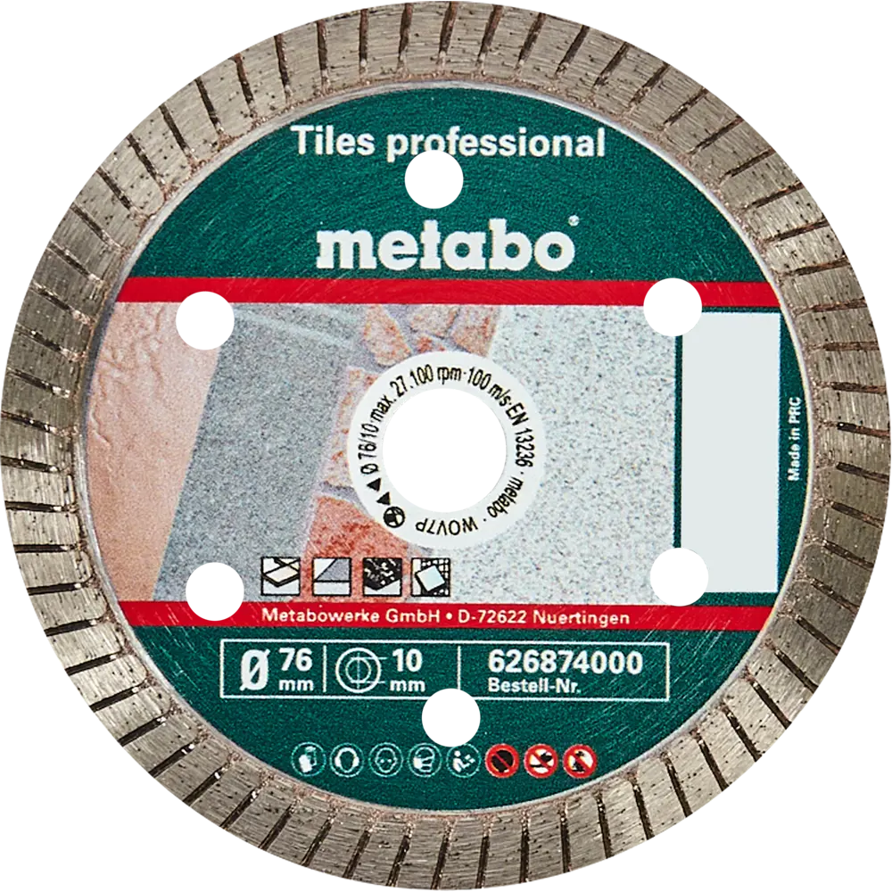 Диск алмазный по плитке и камню Metabo, 626874000, 76x12.7 мм STLM-2158953