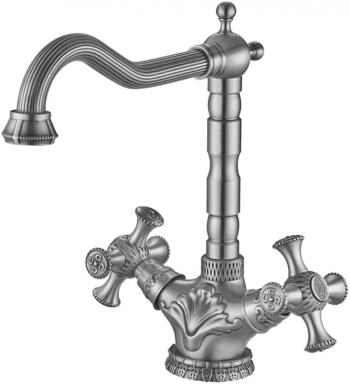 Смеситель ZorG Antic A 7005K-SL для кухонной мойки, серебро