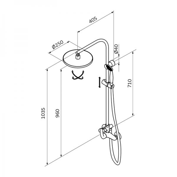 10465500 BASIC Смеситель для душа с колонкой Хром GRB MIXERS  - Вид №1