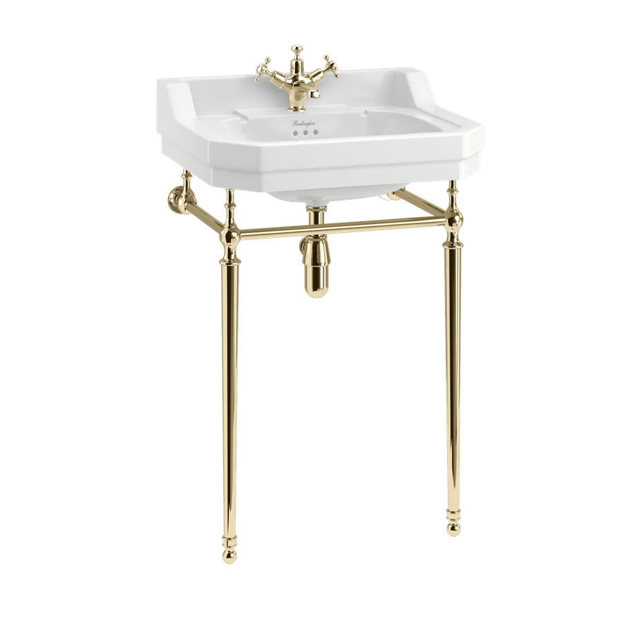 Burlington Edwardian Раковина Edwardian 560 мм с умывальником из золота 2 отверстия под смеситель B4 2TH-T22A GOLD 