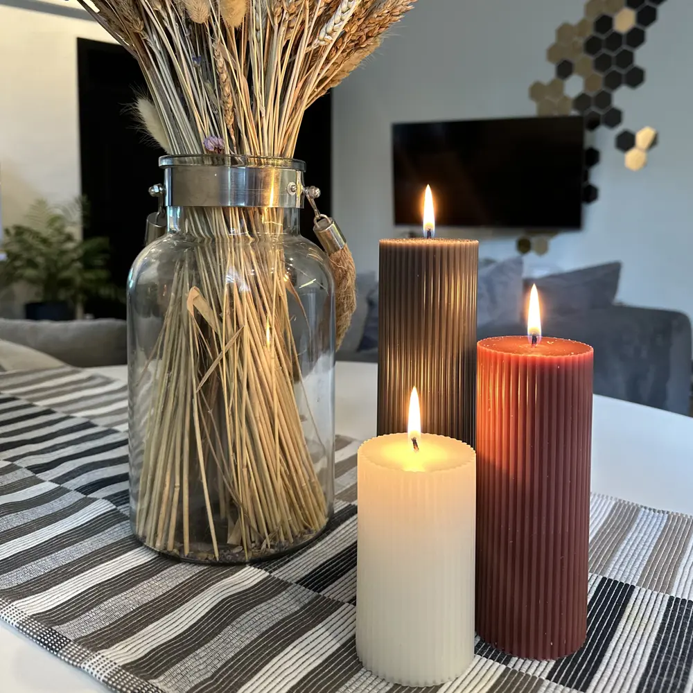 Дизайнерская свеча-столбик Ribbed черная 20 см 89370275 Santreyd STLM-0811872 - Вид №3