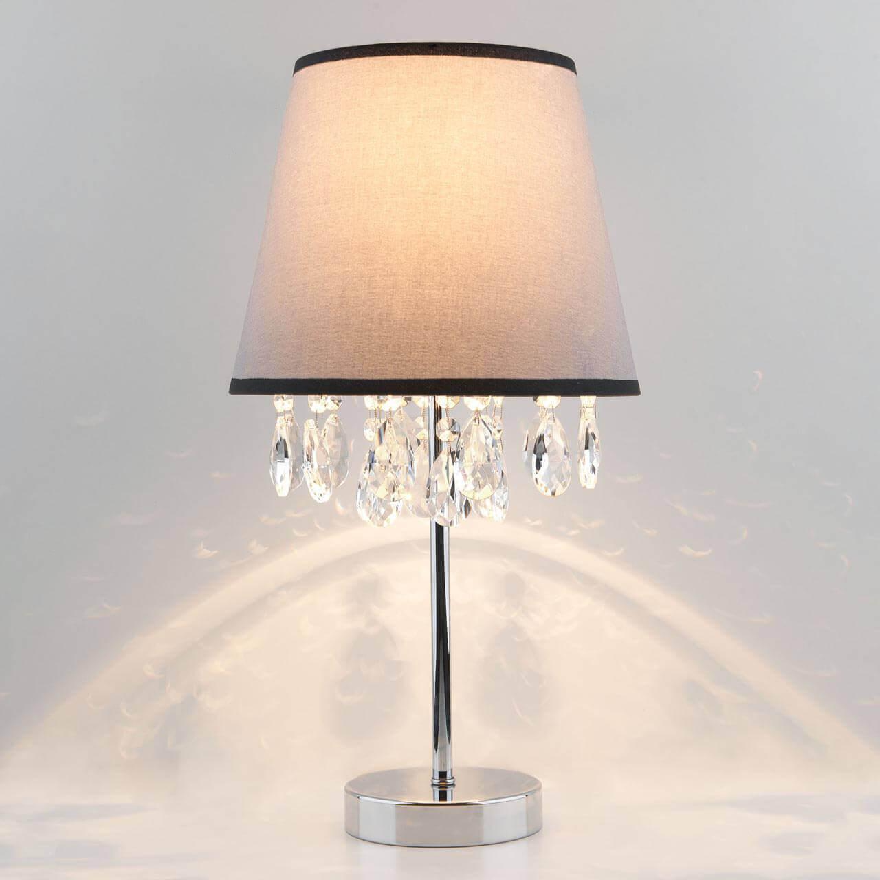 Лампа настольная серая с хрусталем Strotskis Eurosvet 01036/1 EUROSVET OPERA 00-3907422 Серый - Вид №1