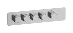 External part of thermostatic 4 ways, square plate, horizontal, soft handle WE ARE IB eua426ssneo_1 Brushed Nickel Aqua