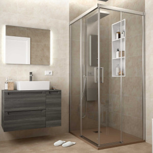 26747 SALGAR Душевая перегородка COPENHAGUE Угловой уголок с 2D и 2FS Transparent 675-875 x 1950 мм