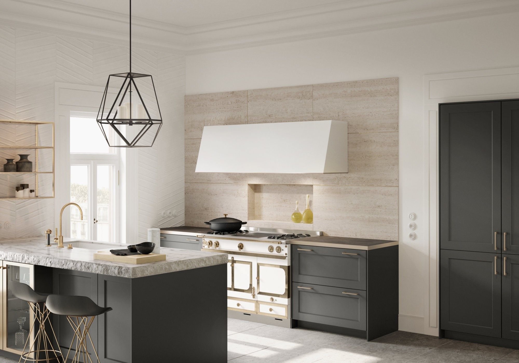 Стальная и деревянная кухня с полуостровом SieMatic SieMatic CLASSIC - SE 2002 RF ARCH-00072704 - Вид №1