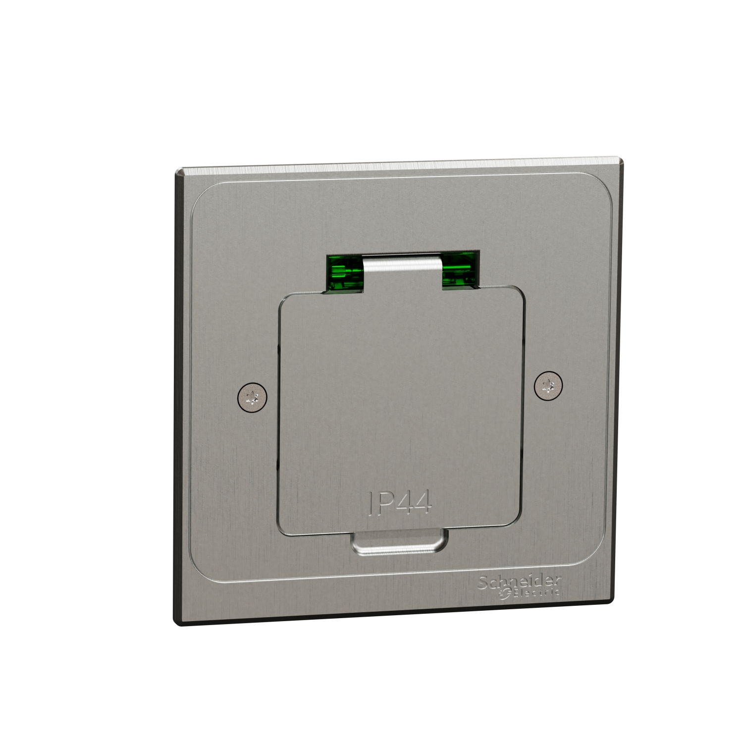 INS52100 US+ Люк квадратный размер XS с 1 розеткой (2К+З ) металлический IP44 Schneider Electric Unica