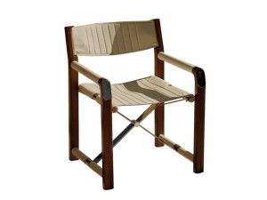 Складной садовый стул из технической ткани и ироко с подлокотниками
