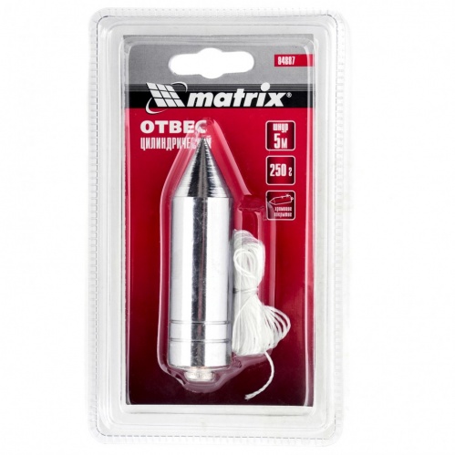 Отвес цилиндрический 500 гр шнур 5 метр Matrix 12642 - Вид №2