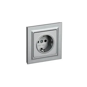 91926229 Розетка встраиваемая Iek Brite BR-R14-16-K47-F с заземлением и шторками цвет алюминий STLM-1426556