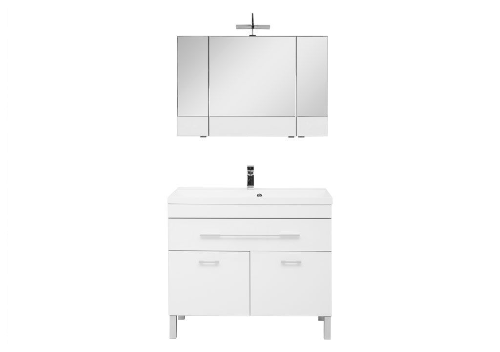 Мебель для ванной Aquanet Верона NEW 100 белый (напольный 1 ящик 2 дверцы) 00230320 - Вид №2