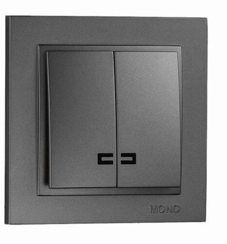 102-202025-103 Выключатель двухклавишный с подсветкой графит Mono Electric Despina