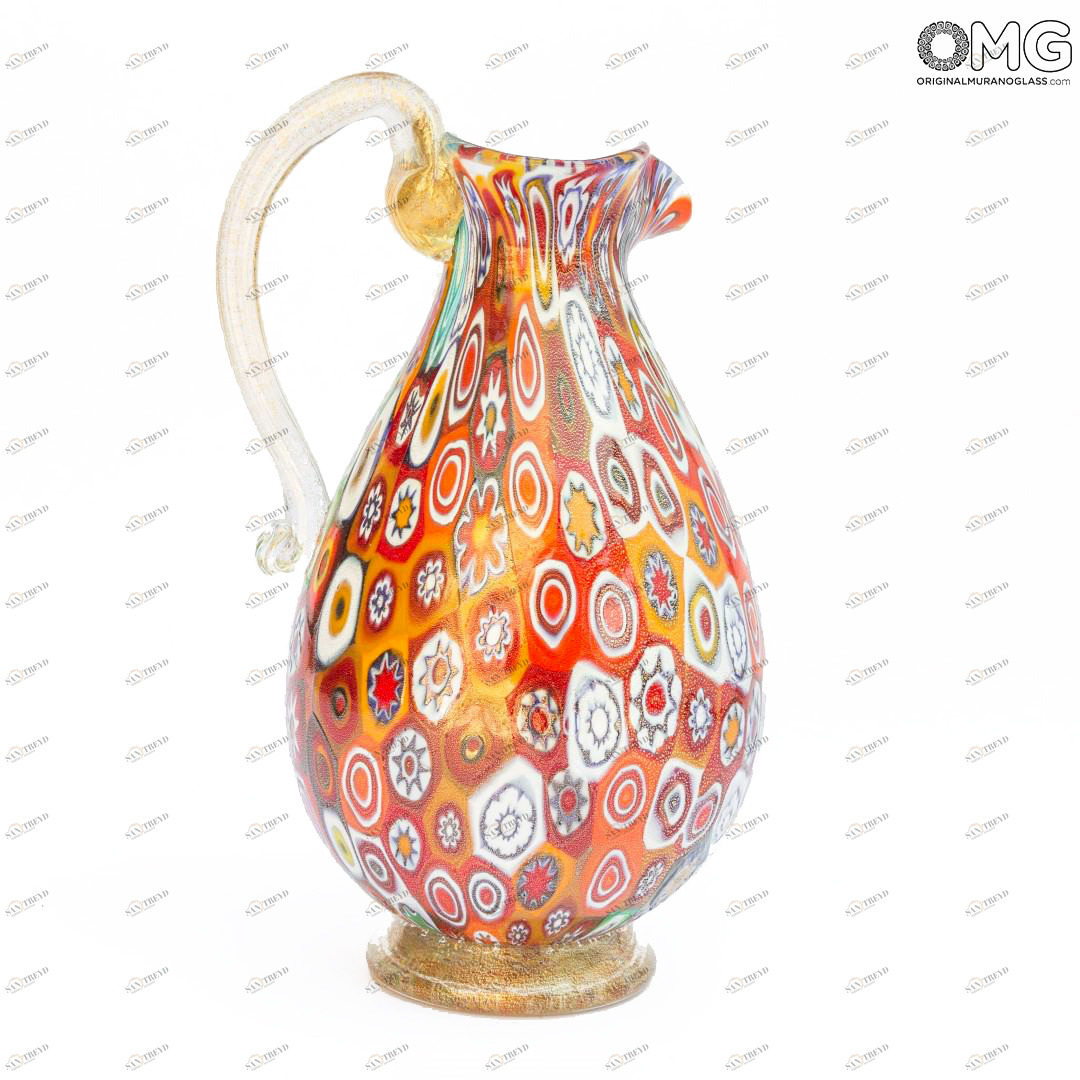 2276 ORIGINALMURANOGLASS Кувшин Весна миллефиори из муранского стекла 16 см 