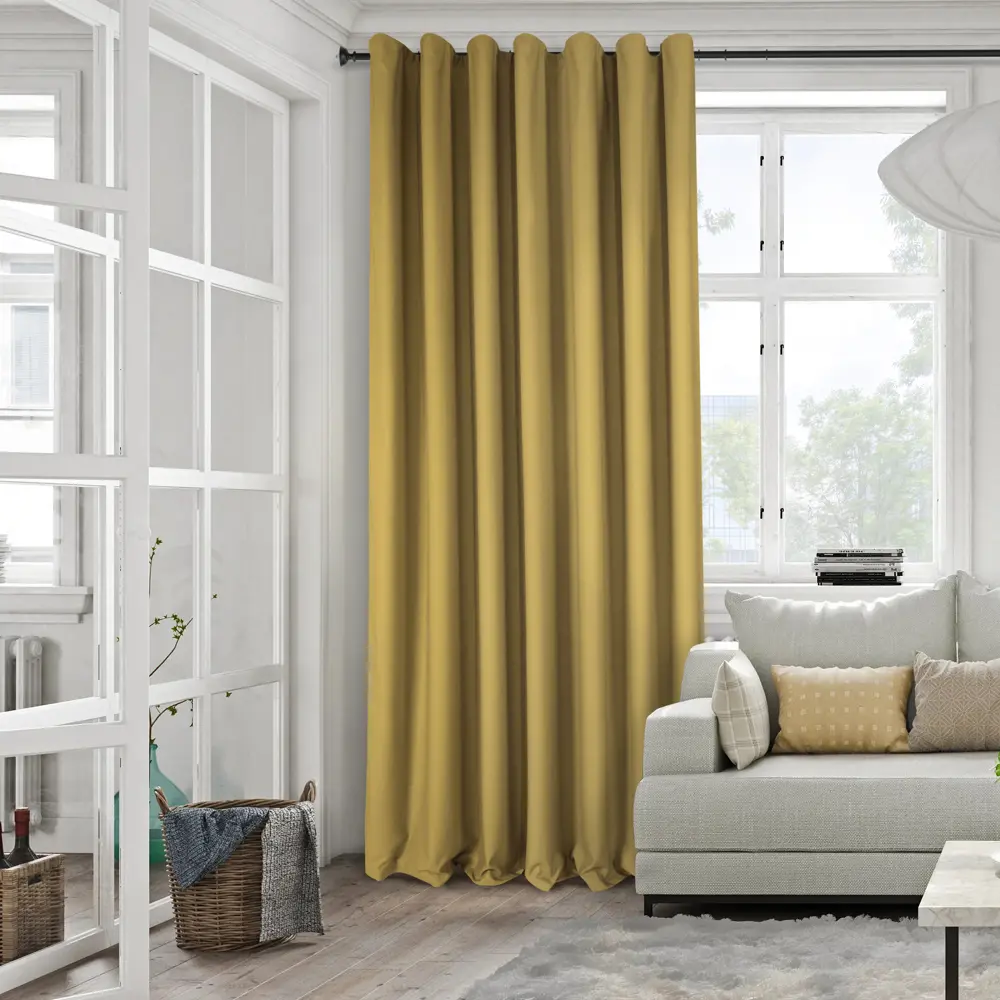 Штора на ленте для кухни Аликанте 160x260 см цвет желтый 88053404 STLM-2103166 MIAMOZA 