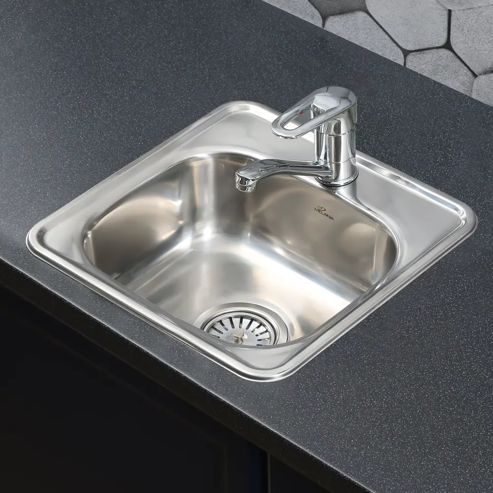Мойка для кухни врезная Melana 38x38 см глубина чаши 16 см нержавеющая сталь цвет хром 82520257 STLM-2181670 Мойка врезная квадратная