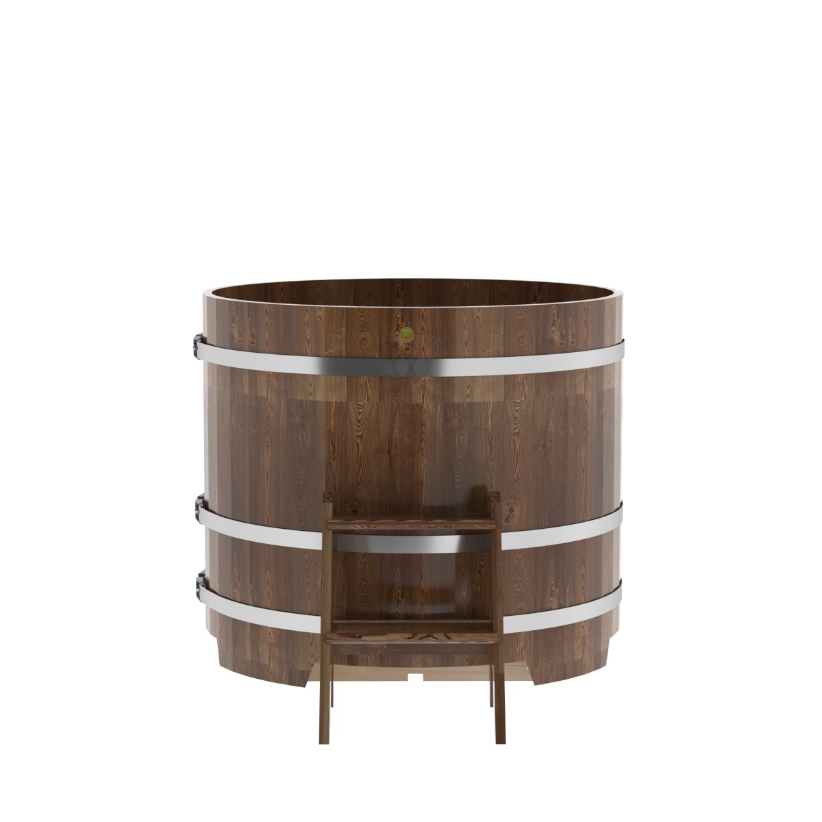 1502 Купель круглая из сращенных ламелей лиственницы d=1,17х1,0 морёная Alyarus  - Вид №3