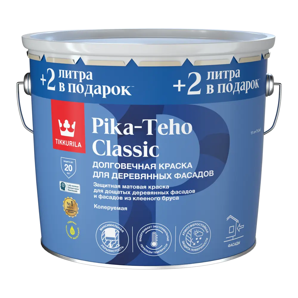 Краска для деревянных фасадов Tikkurila Pika-Teho Classic матовая цвет прозрачный база С 11 л STLM-2126637