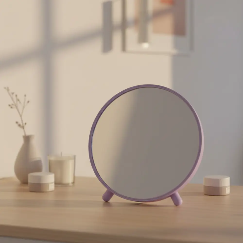 Декоративное зеркало овал 15.5x17.7 см пластик цвет фиолетовый Santreyd STLM-2113452