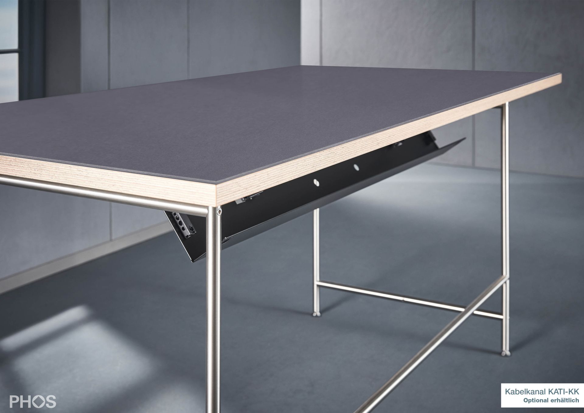 KATI-S1-180x90-L4178 Стол Карлсруэ - письменный стол со столешницей из линолеума - 180 х 90 х 75 см. PHOS  - Вид №5
