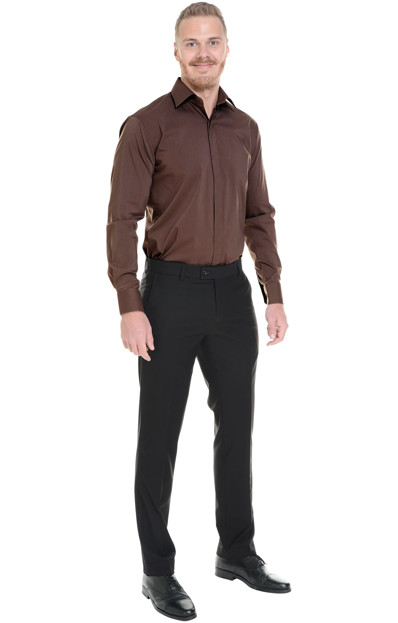 5030101 Рубашка мужская  chocolate El-Risto  Корпоративная одежда  размер 44/176-182  - Вид №5