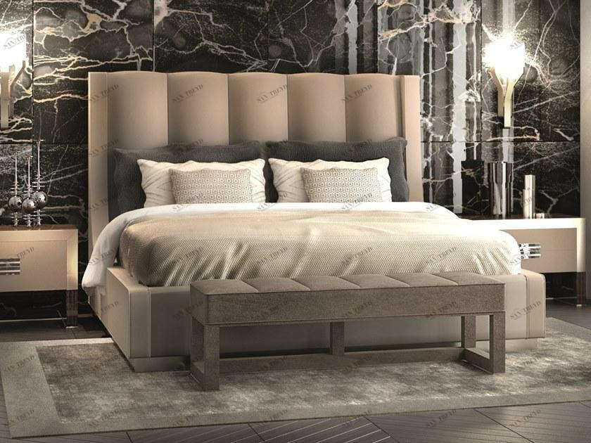 Longhi Двуспальная кровать из кожи с обитым изголовьем Loveluxe 2016 – vanity collection W 835