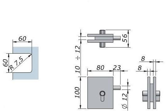 Nuova Oxidal Замок со шпилькой для стеклянной двери  220  - Вид №2
