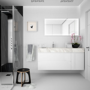 83353 SALGAR Столешница COMPAKT 51 WHITE MARBLE от 700 до 800 мм с 1 большой встроенной мойкой 700-800 x 510 x 120 мм