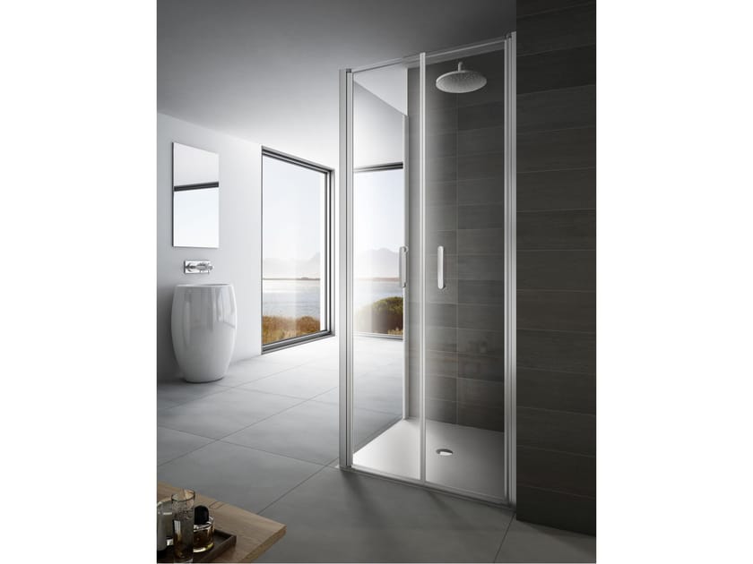 Стеклянная угловая душевая кабина с распашной дверью Provex Industrie ARCH-00097428