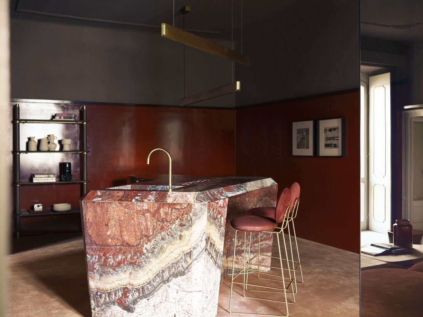 Кожаный мягкий высокий стул с подставкой для ног Baxter Gemma ARCH-00004191 - Вид №2