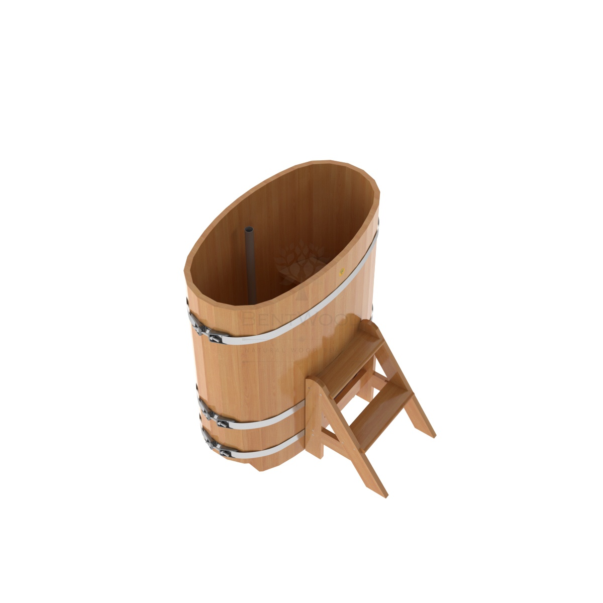 1129 Купель овальная из лиственницы 0,59х1,06х1,10 натуральная премиум Alyarus  - Вид №2