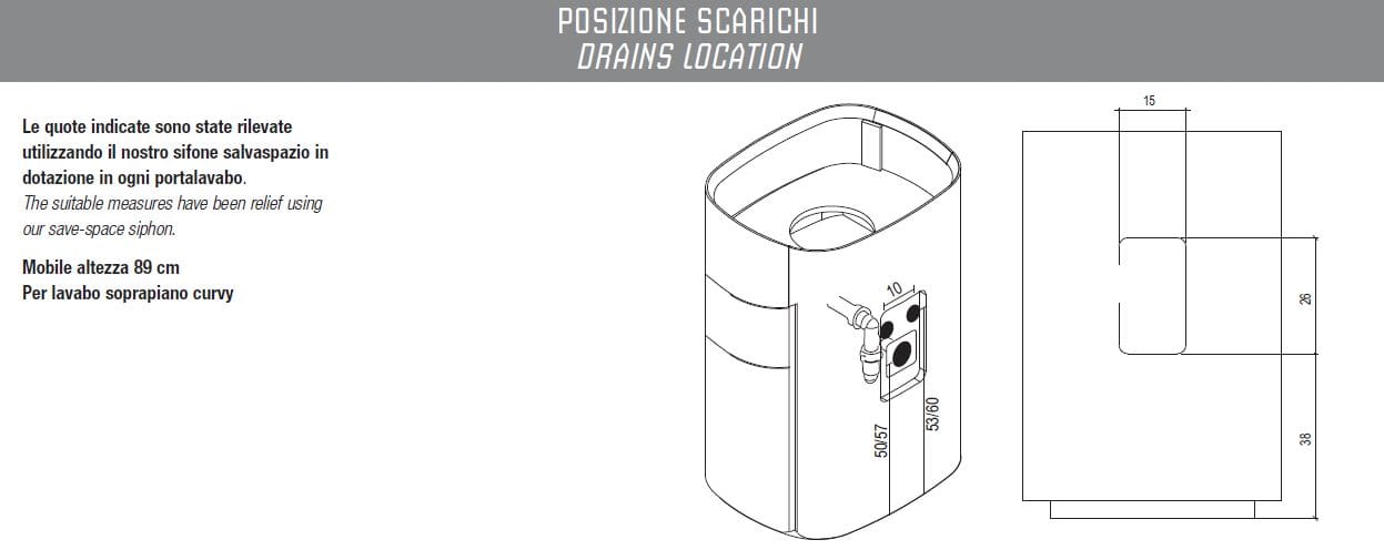 Шкаф для раковины HPL с держателем для полотенец с зеркалом Mobilcrab Curvy ARCH-00061738 - Вид №5