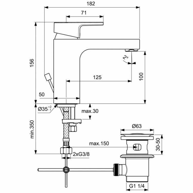 A7104AA Смеситель для раковины Ideal Standard EDGE - Вид №6