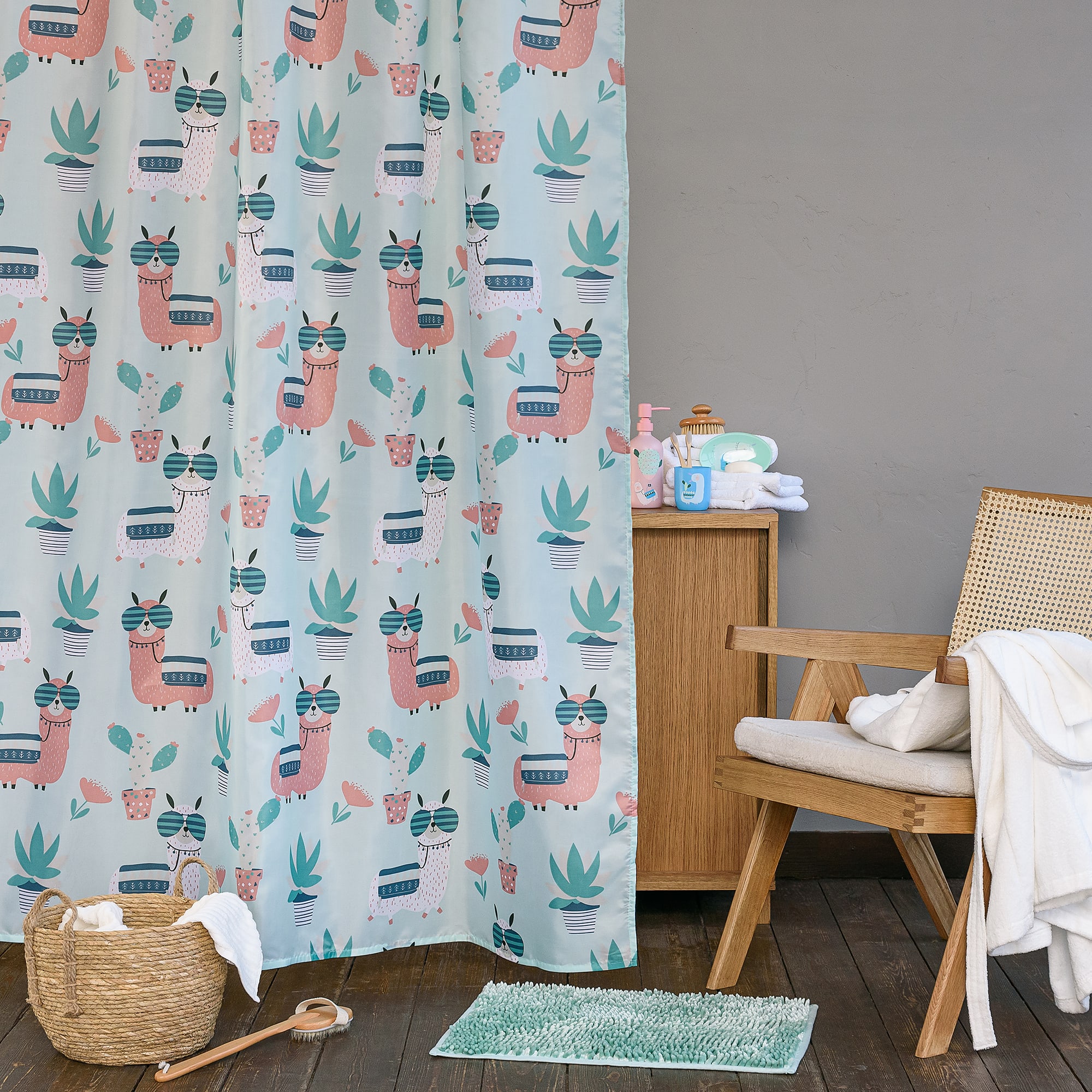 88109923 Коврик для ванной комнаты 40x60 см цвет зеленый Lama Santreyd - Вид №5