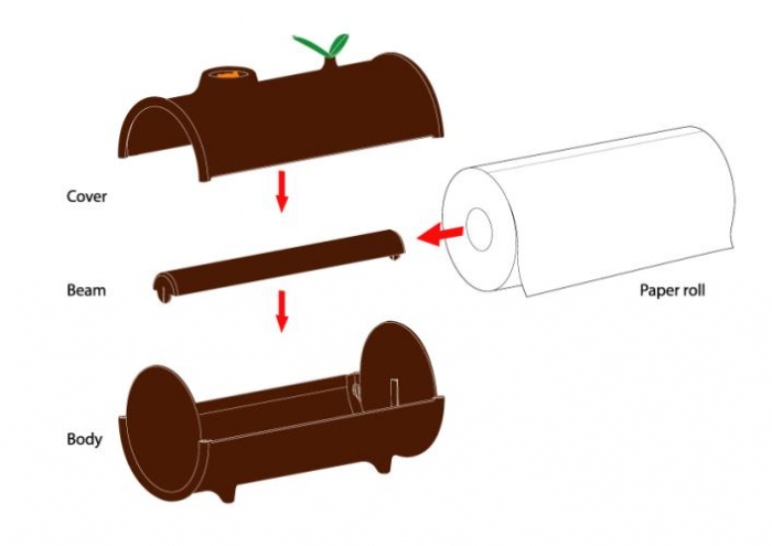 QL10074 Держатель для бумажных полотенец log&roll Qualy  - Вид №2