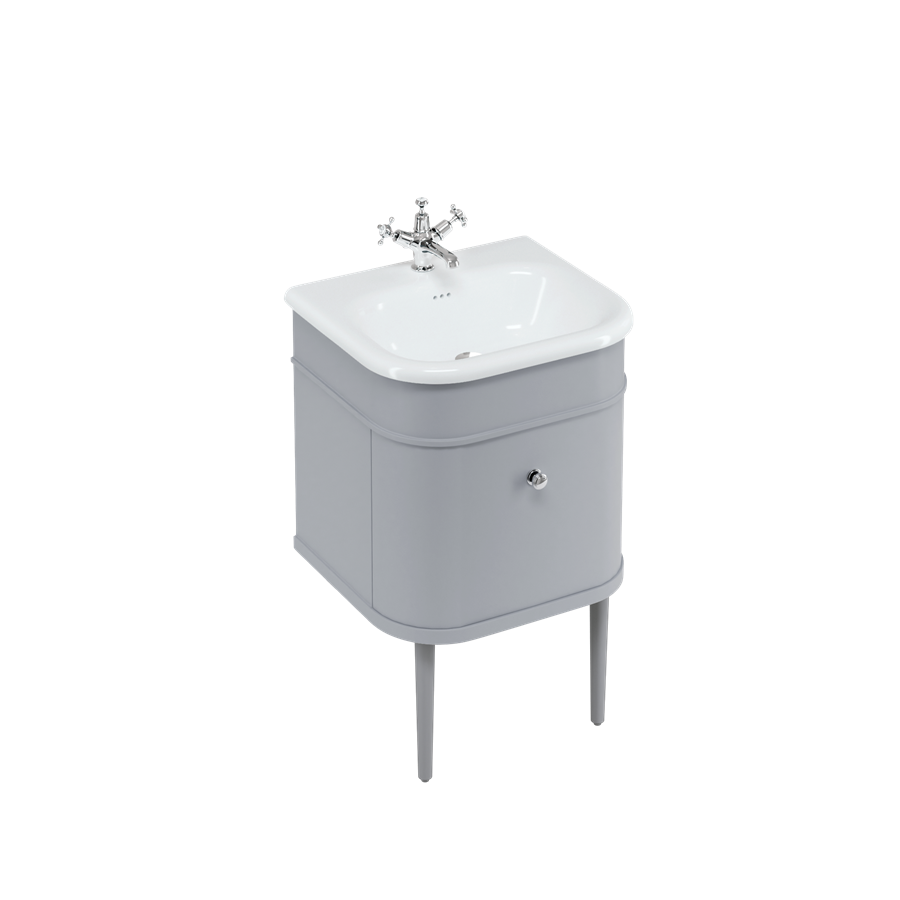 Burlington Chalfont Chalfont 550мм Тумбочка с одним выдвижным ящиком - Классический серый с хромированными ножками CH55G-CHLEGCHR  - Вид №1