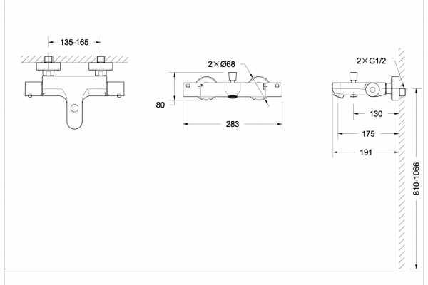 Смеситель для ванной комнаты для ванны и душа короткий нос термостат STREAM F63984C-01B bravat - Вид №2