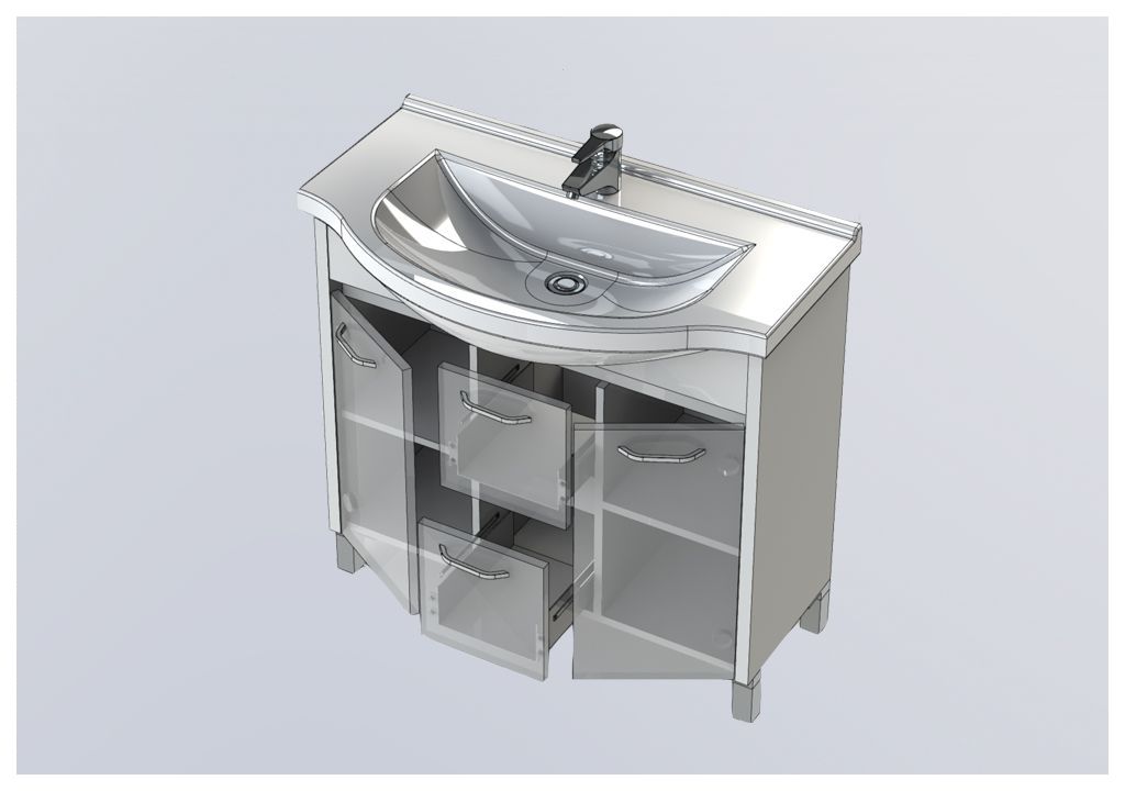 Тумба с раковиной Aquanet Донна 90 белый дуб 0016918100168865 - Вид №4